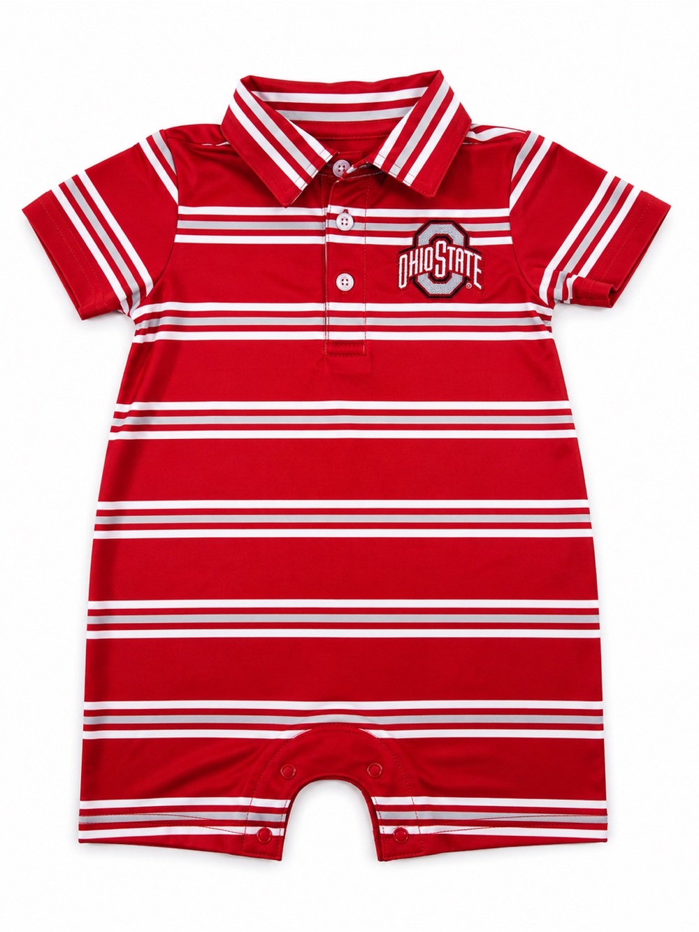 Ohio State Buckeyes Baby Boys Polo Romper 12M Red White Striped NWT Game Day